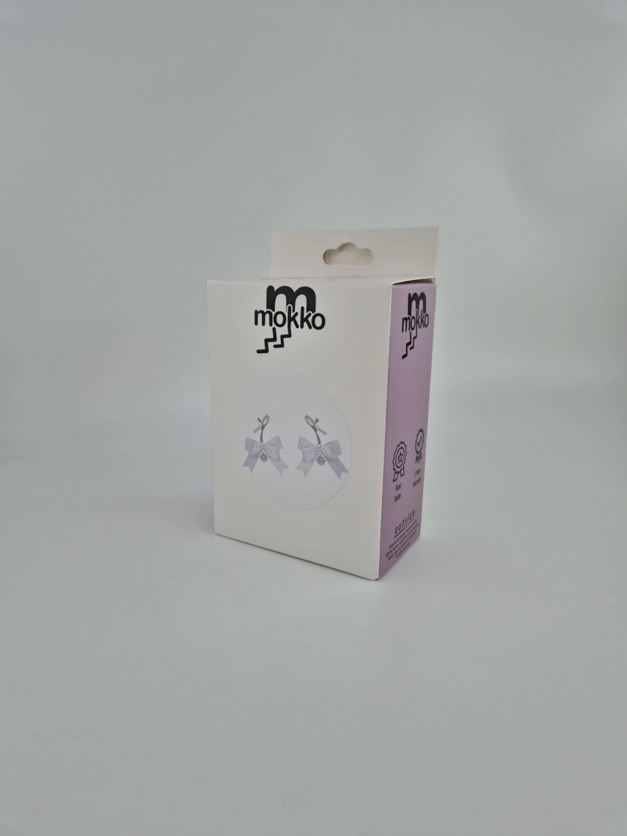 Clame Sfarcuri Cute Bow cu Clopotei, Alb, Mokko Toys