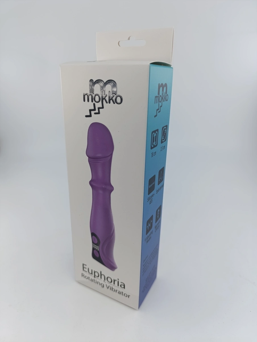 Vibrator Euphoria, Ecran LCD, 27 Moduri Stimulatoare, Silicon, USB Magnetic, Mov, 18 cm, Mokko Toys