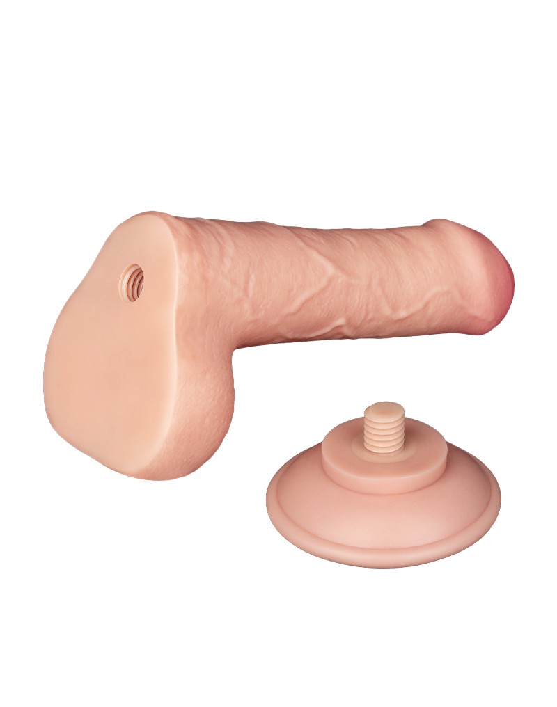 Dildo Realist Sliding-Skin, Ventuza Detasabila, TPE, Natural, 18.3 cm