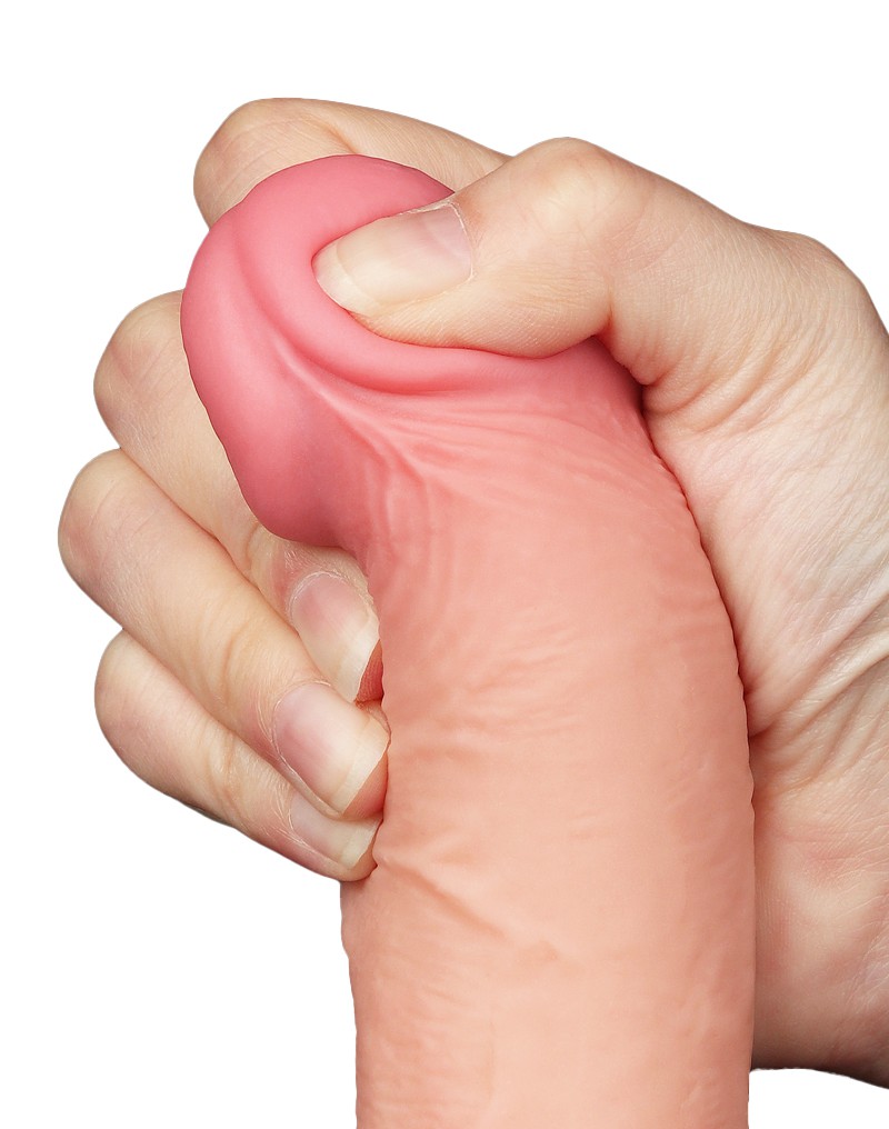 Dildo Realist Sliding-Skin, Ventuza Detasabila, TPE, Natural, 19.5 cm