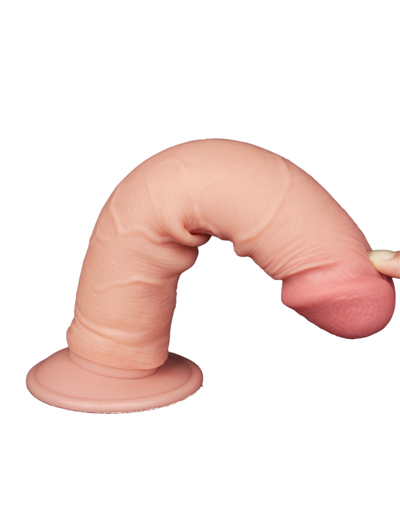Dildo Realist Sliding-Skin, Ventuza Detasabila, TPE, Natural, 20.3 cm