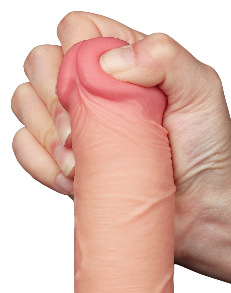 Dildo Realist Sliding-Skin, Ventuza Detasabila, TPE, Natural, 20.8 cm