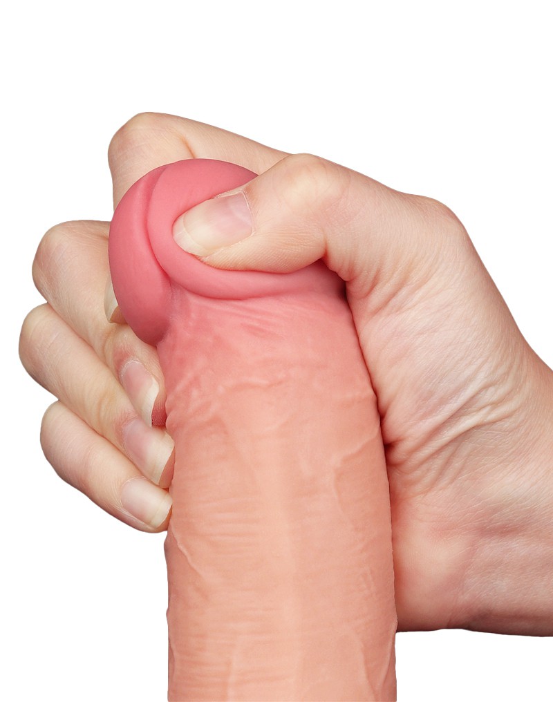 Dildo Realist Sliding-Skin, Ventuza Detasabila, TPE, Natural, 20.8 cm