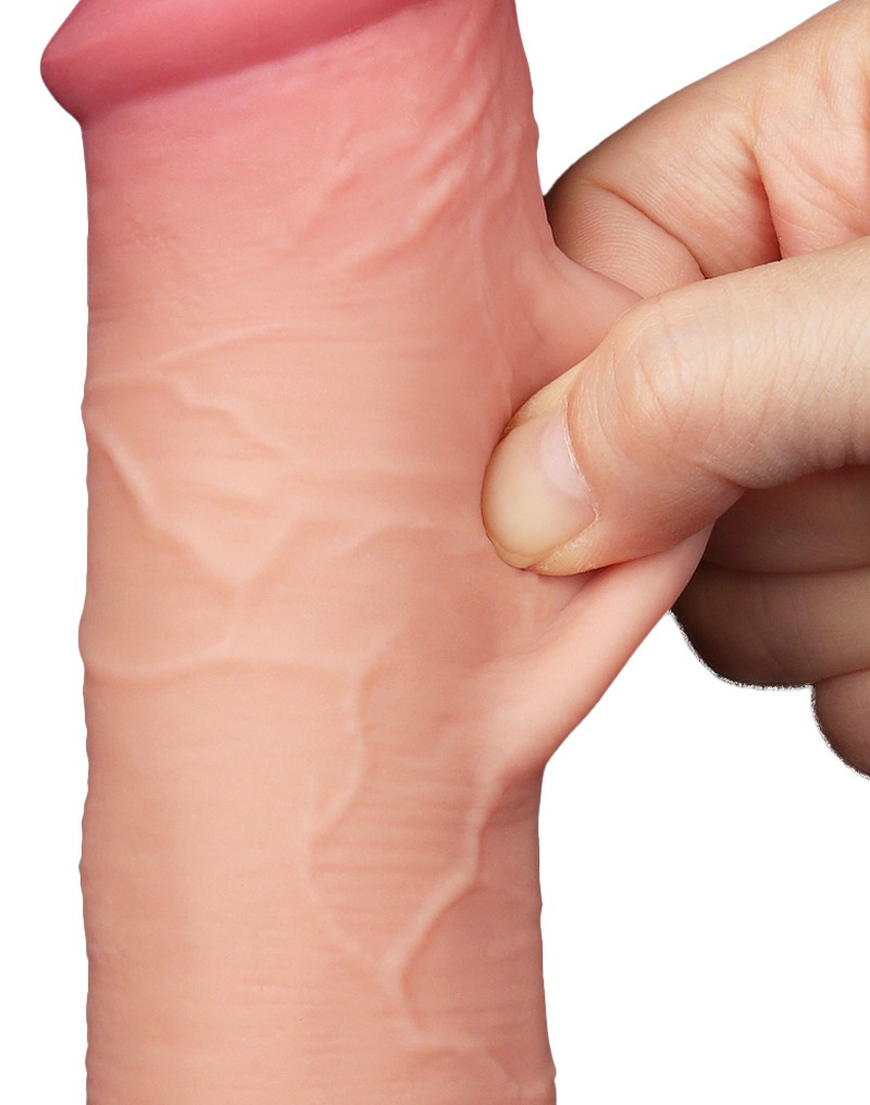 Dildo Realist Sliding-Skin, Ventuza Detasabila, TPE, Natural, 20.8 cm