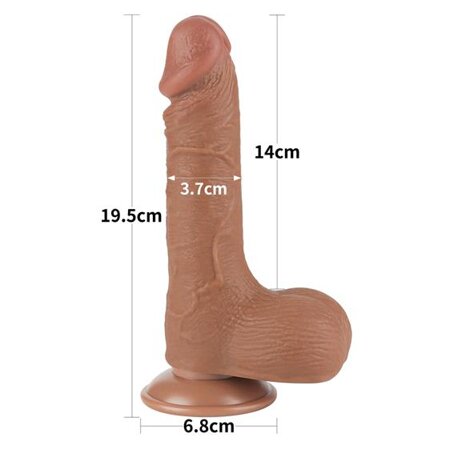 Dildo Realist Sliding Skin Dual Layer, TPE, Maro Deschis, 19.5 cm