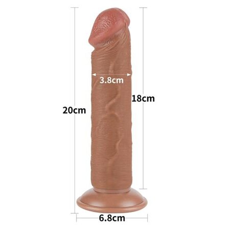 Dildo Realist Sliding Skin Dual Layer, TPE, Maro Deschis, 20 cm