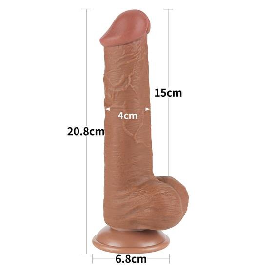 Dildo Realist Sliding Skin Dual Layer, TPE, Maro Deschis, 20.8 cm