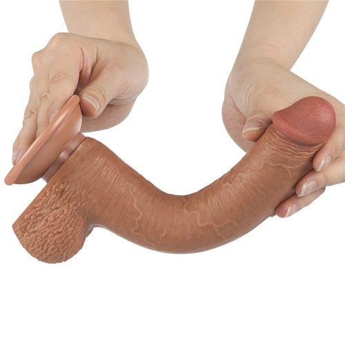 Dildo Realist Sliding Skin Dual Layer, TPE, Maro Deschis, 23 cm