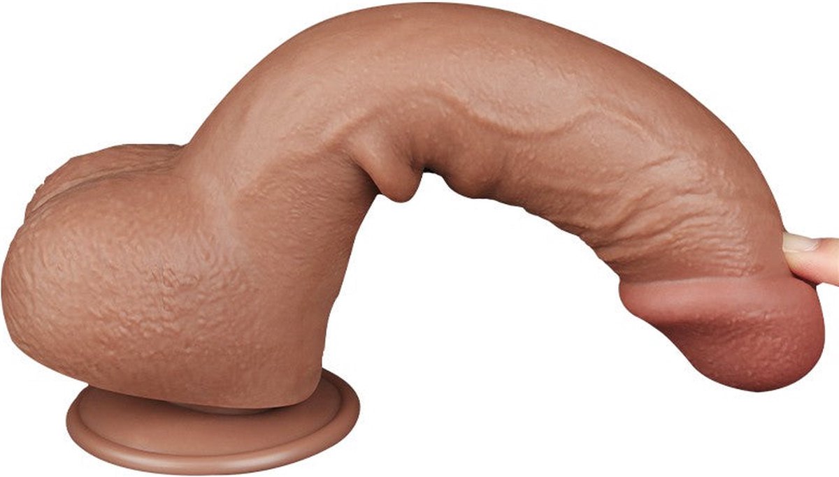 Dildo Realist Sliding Skin Dual Layer, TPE, Maro Deschis, 24 cm