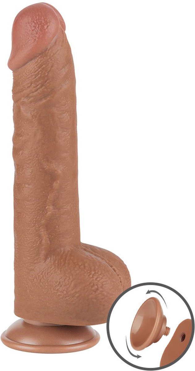 Dildo Realist Sliding Skin Dual Layer, TPE, Maro Deschis, 24 cm