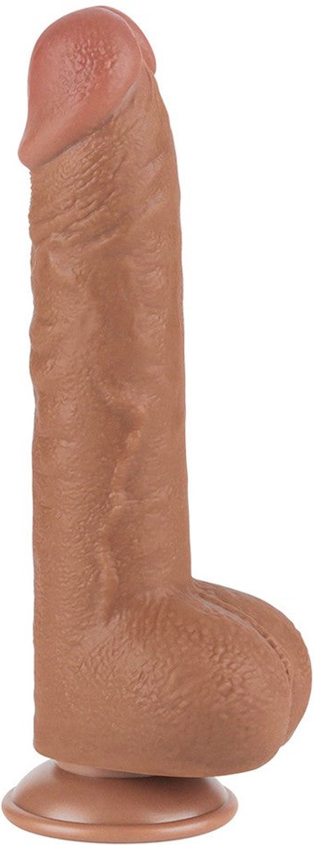 Dildo Realist Sliding Skin Dual Layer, TPE, Maro Deschis, 24 cm