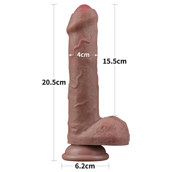 Dildo Realist Nature Cock, Silicon Dubla Densitate, Maro, 20.5 cm