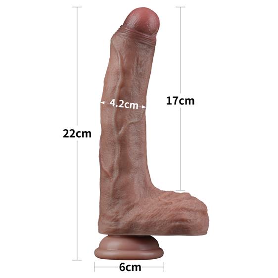 Dildo Realist, Silicon Dubla Densitate, Maro, 22 cm