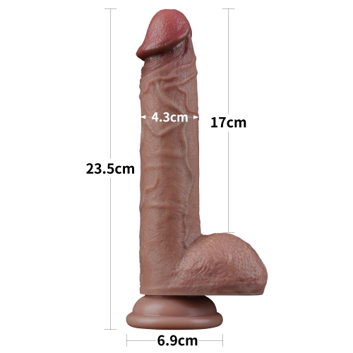 Dildo Realist Nature Cock, Silicon Dubla Densitate, Maro, 23.5 cm