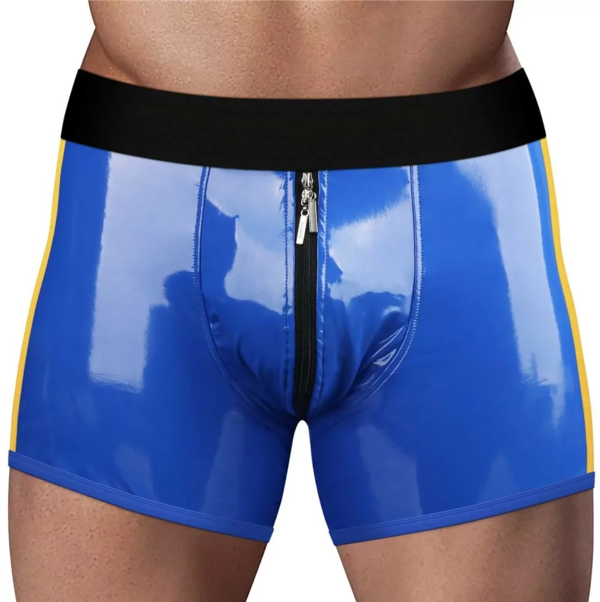 Boxeri Chic Strap-On Ingen Unisex, Wetlook, Albastru, M/L