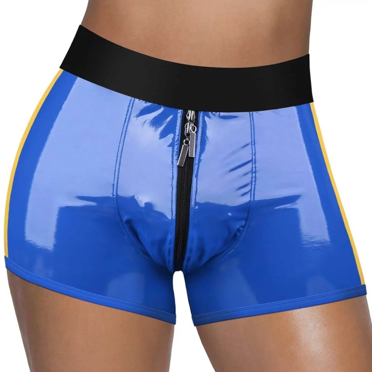 Boxeri Chic Strap-On Ingen Unisex, Wetlook, Albastru, M/L