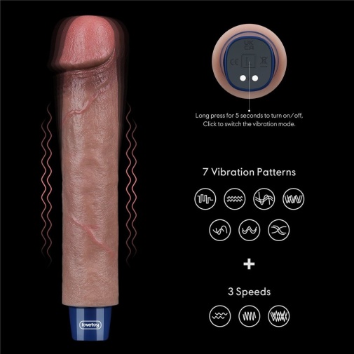 Vibrator Realist Real Softee, 10 Moduri Vibratii, Silicon Platinat, USB, Maro, 22.8 cm