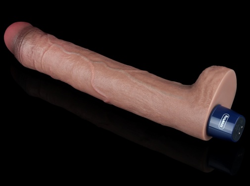 Vibrator Realist Real Softee, 10 Moduri Vibratii, Silicon Platinat, USB, Maro, 26.6 cm
