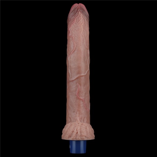 Vibrator Realist Real Softee, 10 Moduri Vibratii, Silicon Platinat, USB, Maro, 28 cm
