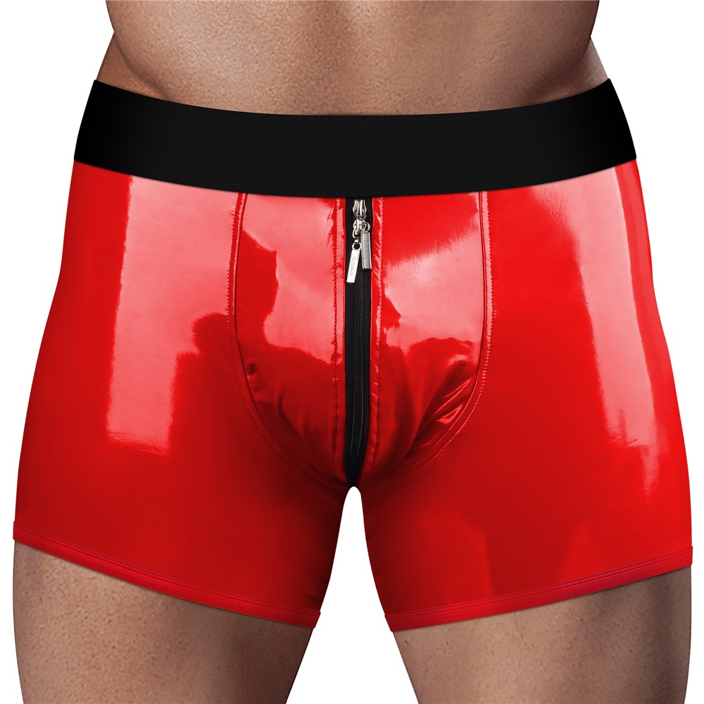 Boxeri Chic Strap-On Ingen Unisex, Wetlook, Rosu, S/M