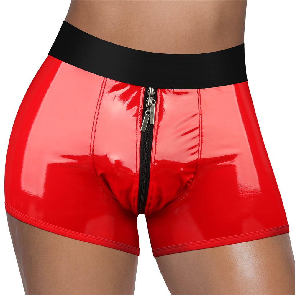 Boxeri Chic Strap-On Ingen Unisex, Wetlook, Rosu, M/L