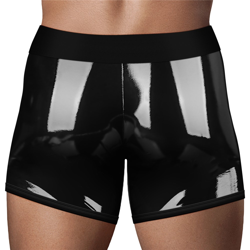 Boxeri Chic Strap-On Ingen Unisex, Wetlook, Negru, M/L