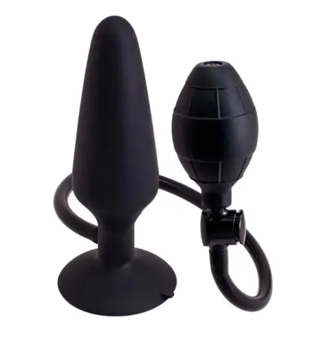 Dop Anal Gonflabil Large, Silicon, Negru, 16.9 cm
