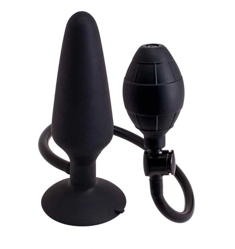 Dop Anal Gonflabil Large, Silicon, Negru, 16.9 cm