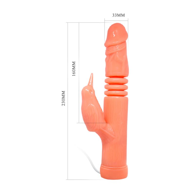 Vibrator Golden Gun cu Telecomanda, Functii Vibratii, Rotatii, Impingere, Natural, 23 cm