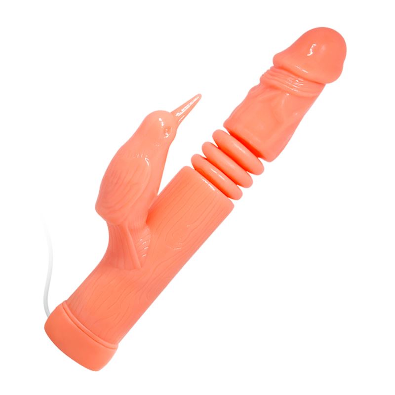 Vibrator Golden Gun cu Telecomanda, Functii Vibratii, Rotatii, Impingere, Natural, 23 cm