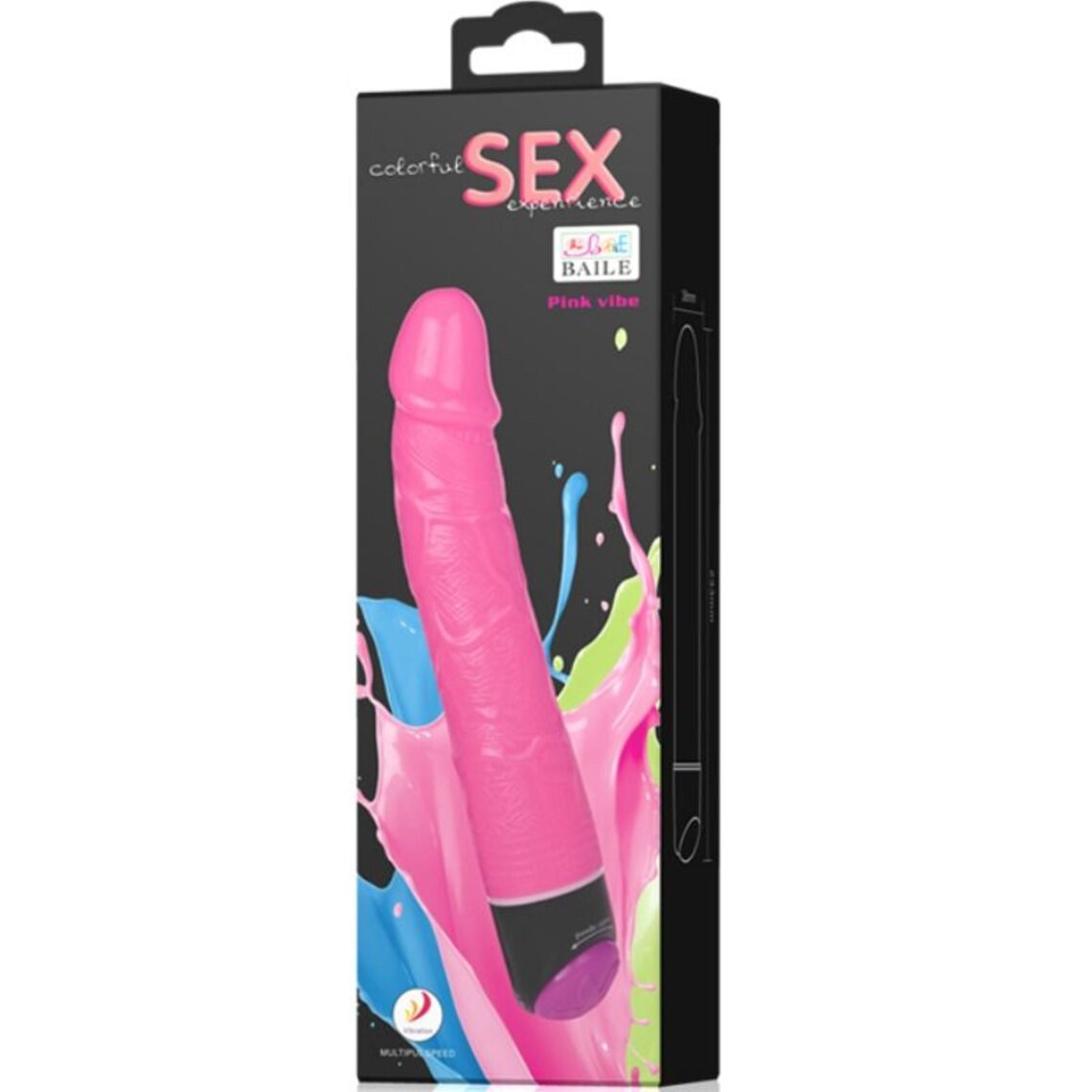 Vibrator Realist Multispeed Colorful Sex, TPR, Roz, 23.3 cm