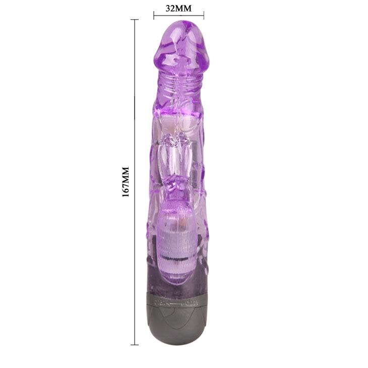 Vibrator Iepuras Realistick 10 Moduri Vibratii, TPR, Violet, 16.7 cm