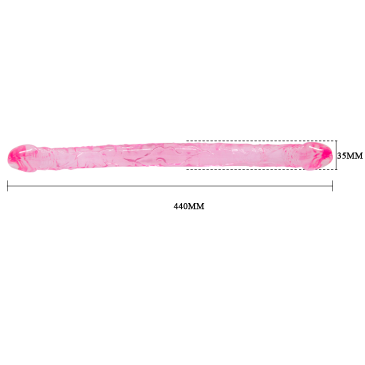 Dildo Dublu Orgasmic, TPR, Roz, 44 cm