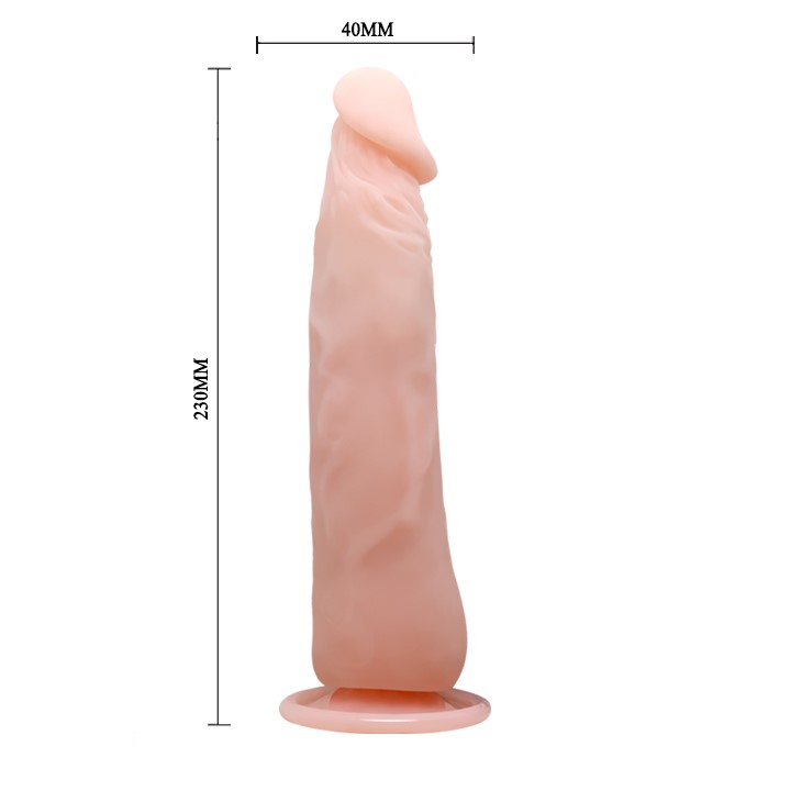 Vibrator Realist Multispeed cu Telecomanda si Ventuza, TPR, Natural, 23 cm