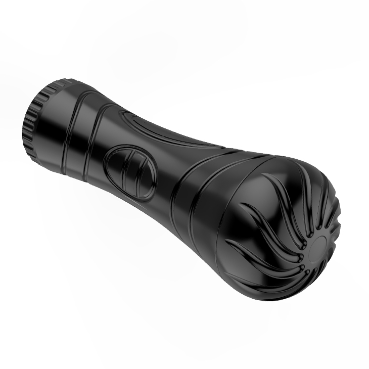 Masturbator Pink Mouth, 7 Viteze Vibratii, TPR, Negru, 24 cm