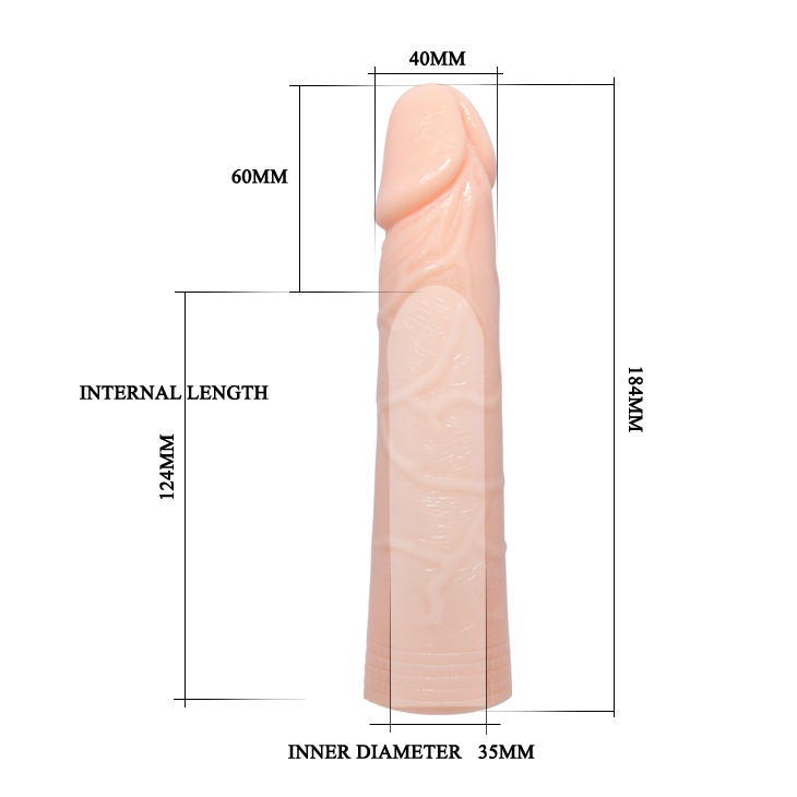 Prelungitor Realist Penis + 6 cm, TPR, Natural