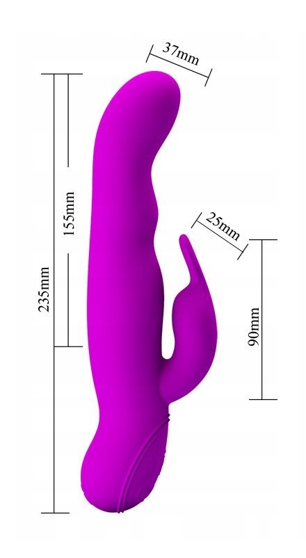 Vibrator Iepuras Mystic, 30 Moduri Vibratii, 7 Moduri Rotatii, Silicon, USB, Mov, 23.5 cm