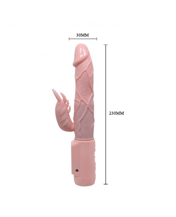 Vibrator Dragon 4 Moduri Vibratii, 4 Moduri Rotatii, TPR, USB, Natural, 23 cm
