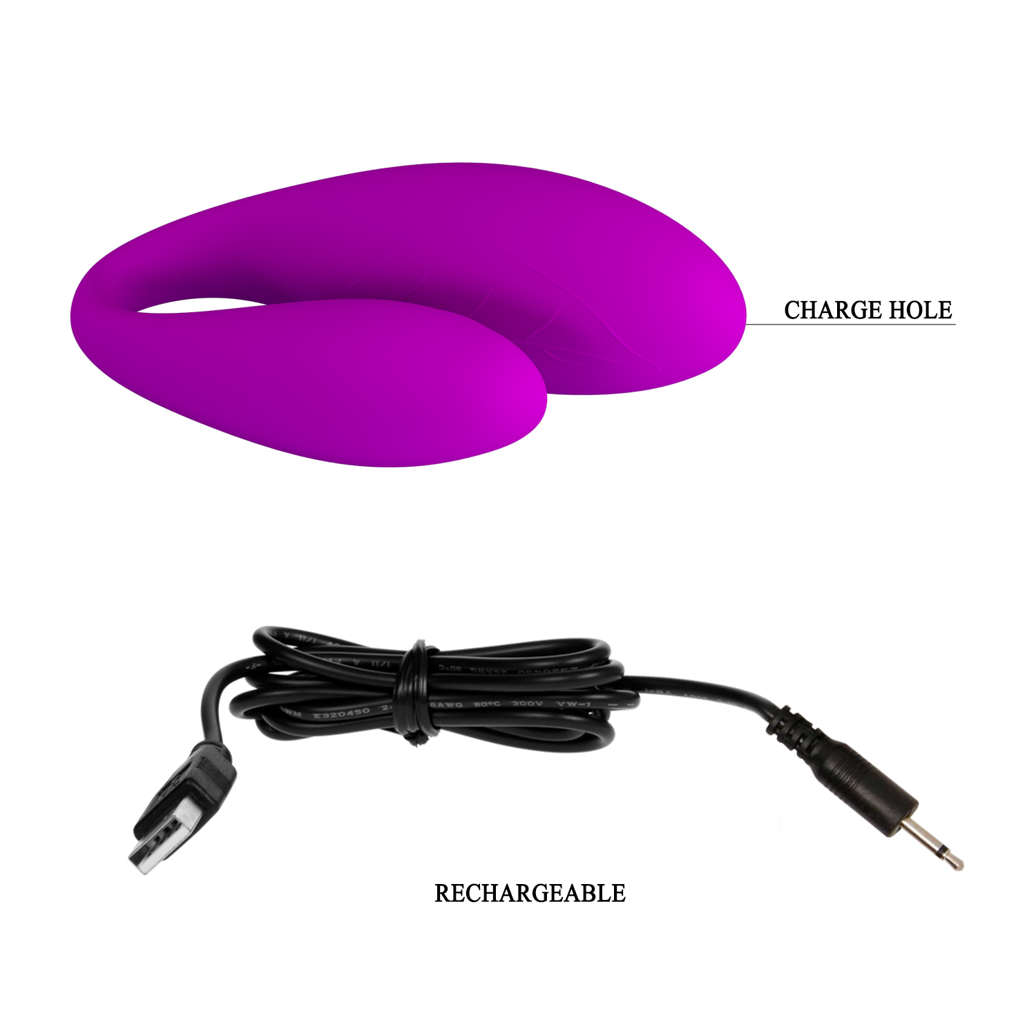 Vibrator Cuplu Chad Remote Control, 30 Moduri Vibratii, Silicon, USB, Mov
