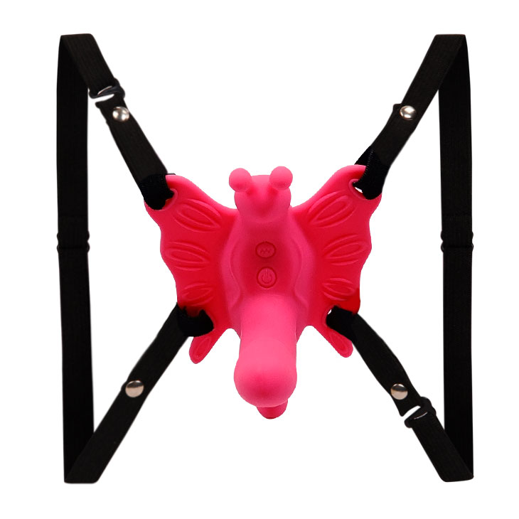 Strap-on Wearable Butterfly, 10 Moduri Vibratii, Silicon, Roz