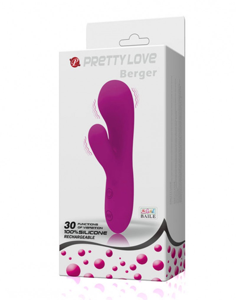 Vibrator Pretty Love Berger, 30 Moduri Vibratii, Silicon, USB, Mov, 14.5 cm
