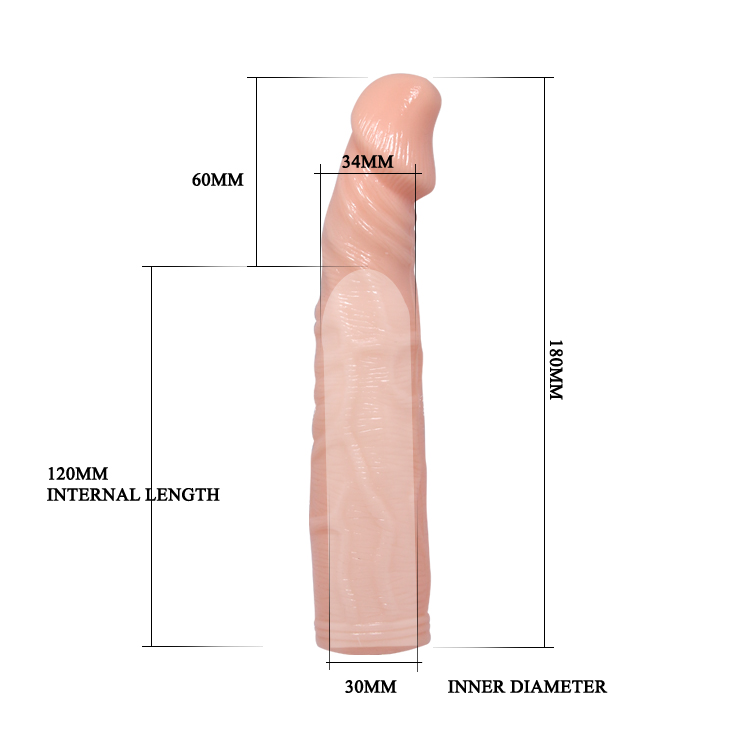 Prelungitor Penis cu Vibratii, + 6 cm, TPR, Natural
