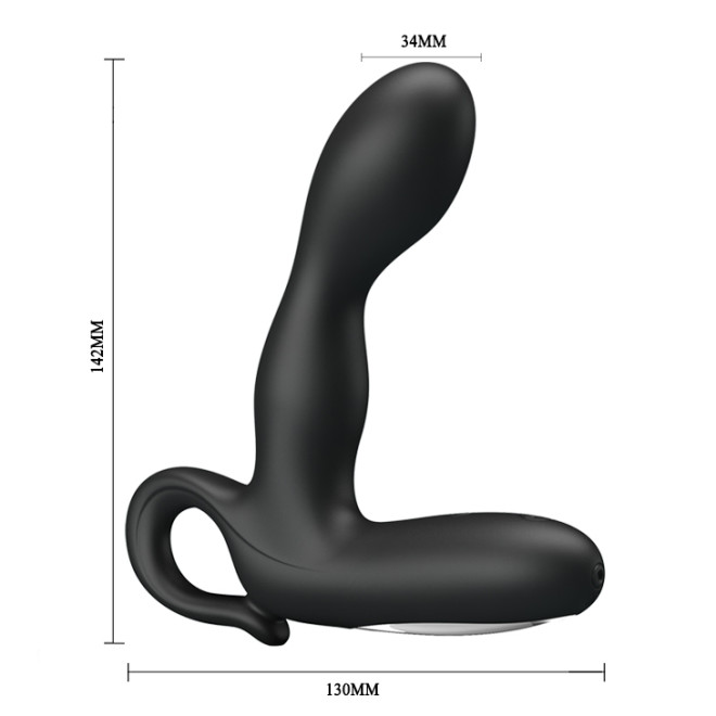 Stimulator Prostata Barrack 30 Moduri Vibratii, Silicon, USB, Negru, 14.2 cm