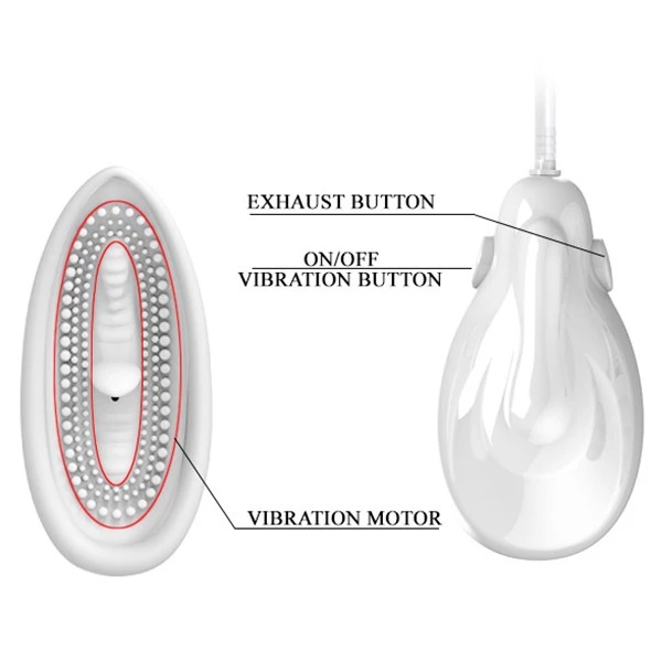 Pompa cu Vibratii pentru Clitoris si Sani Fantasy Partner, Silicon, Alb
