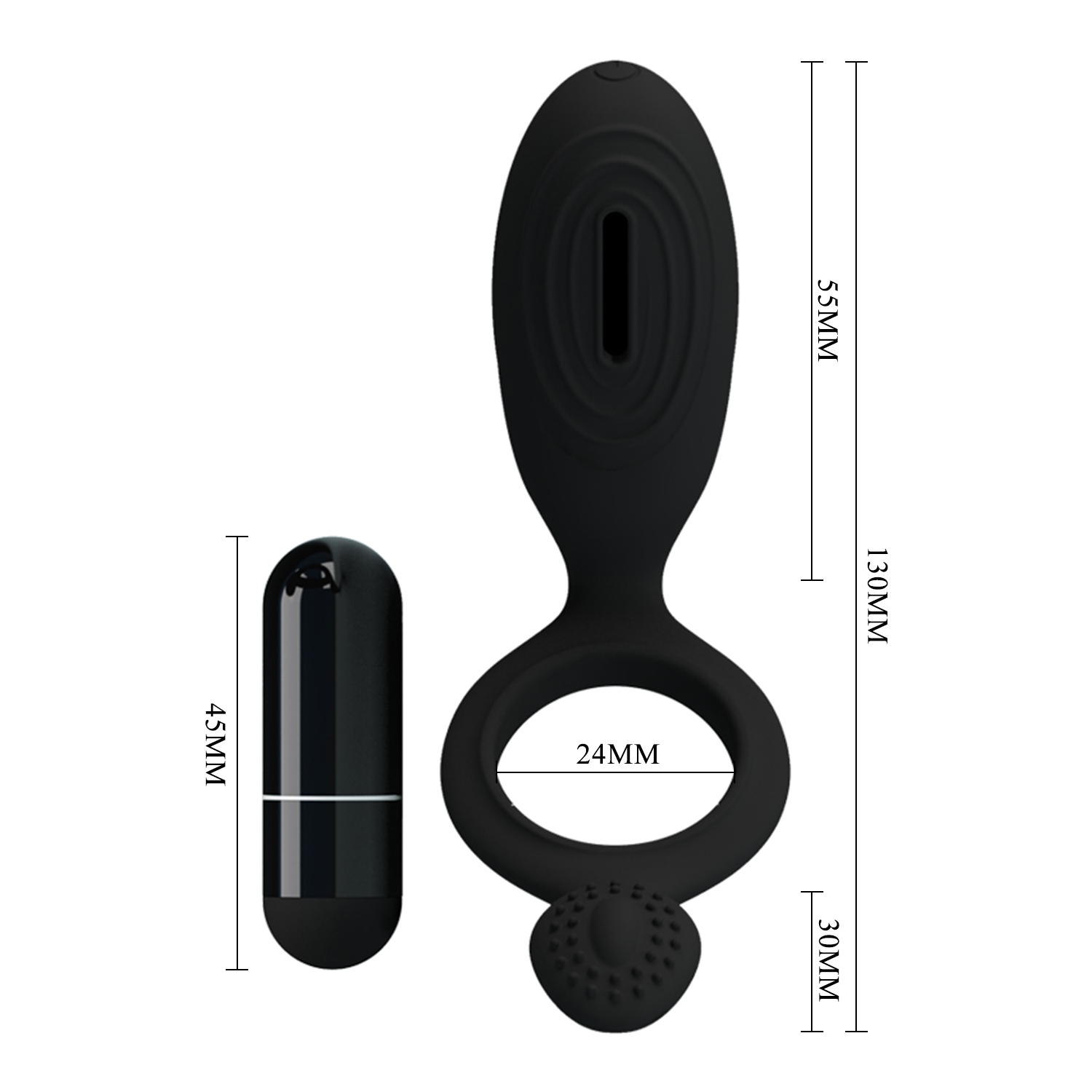 Inel Vibrator de Penis Ethel, Silicon, Negru