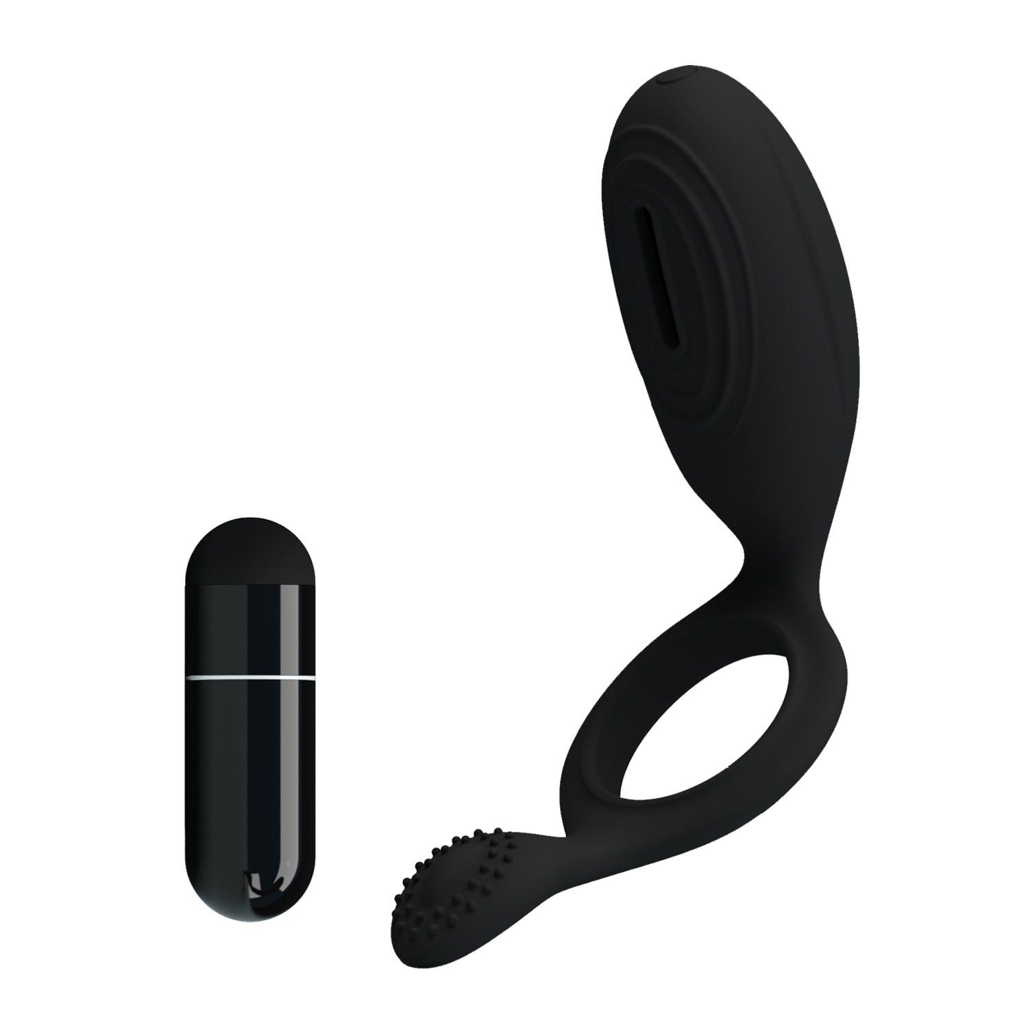 Inel Vibrator de Penis Ethel, Silicon, Negru