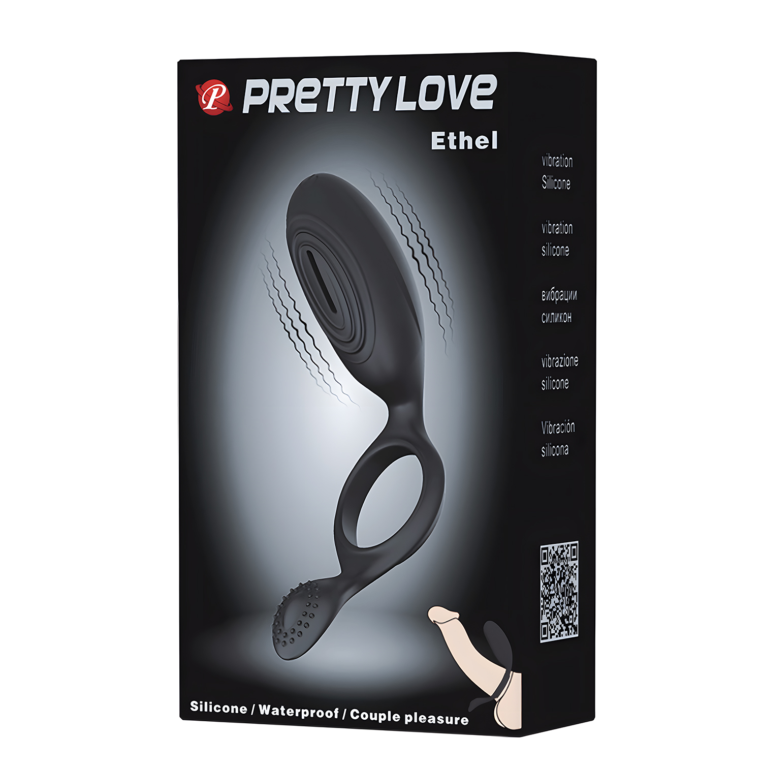 Inel Vibrator de Penis Ethel, Silicon, Negru