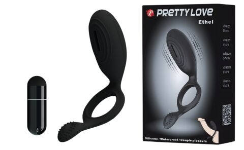 Inel Vibrator de Penis Ethel, Silicon, Negru