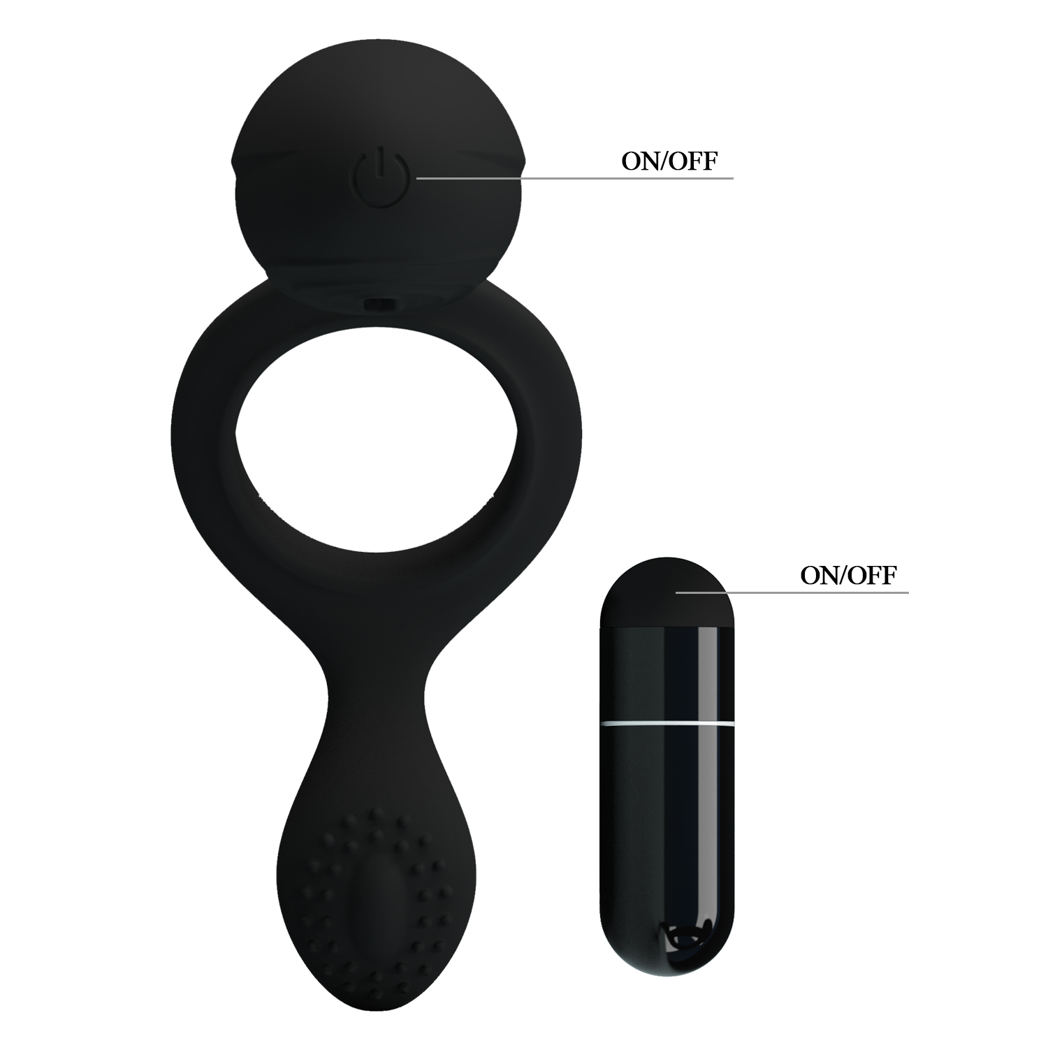 Inel Vibrator de Penis Ethel, Silicon, Negru