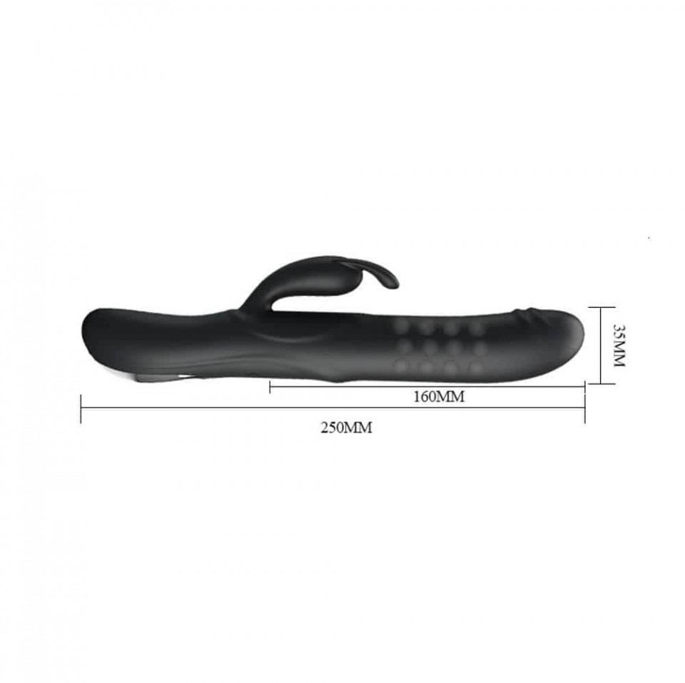 Vibrator Rabbit Colin, 4 Moduri Rotatii, 7 Moduri Vibratii, Silicon, USB, Negru, 25 cm